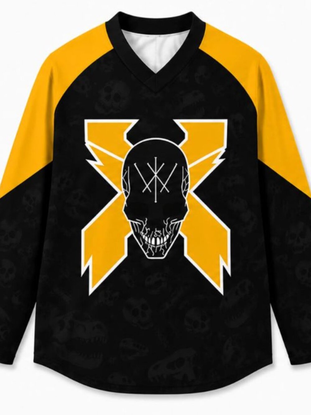 Excision x Kai Wachi Demisaur Skull Black Gold Hockey Jersey EDM